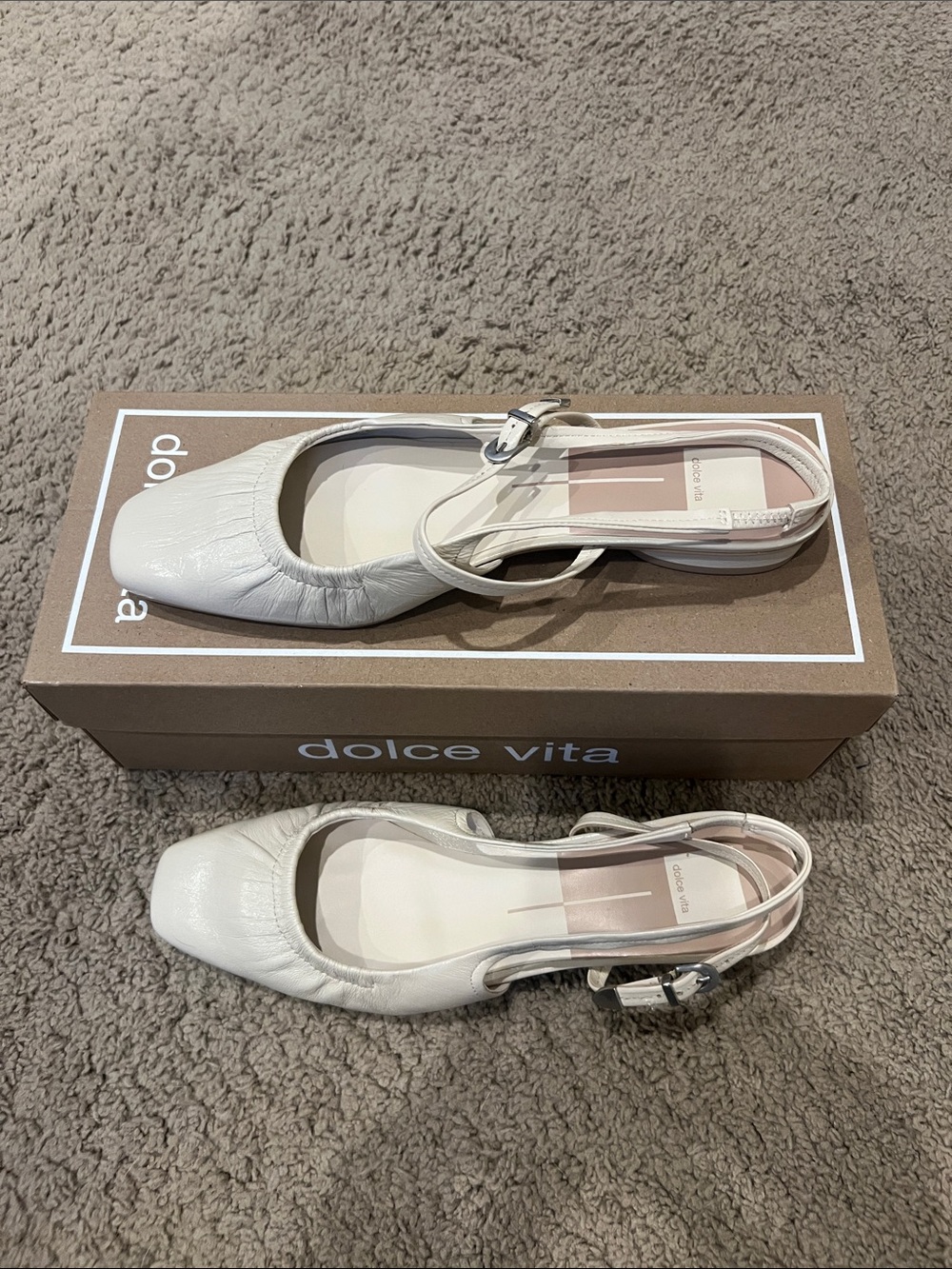 Dolce Vita Ivory Slingback Square-Toe Mules - Picture 7 of 7